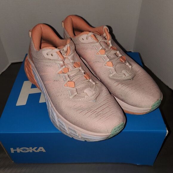Hoka One One Peach Orange Gaviota 3 Running Sneaker Shoe  Women's 11B - Picture 1 of 11
